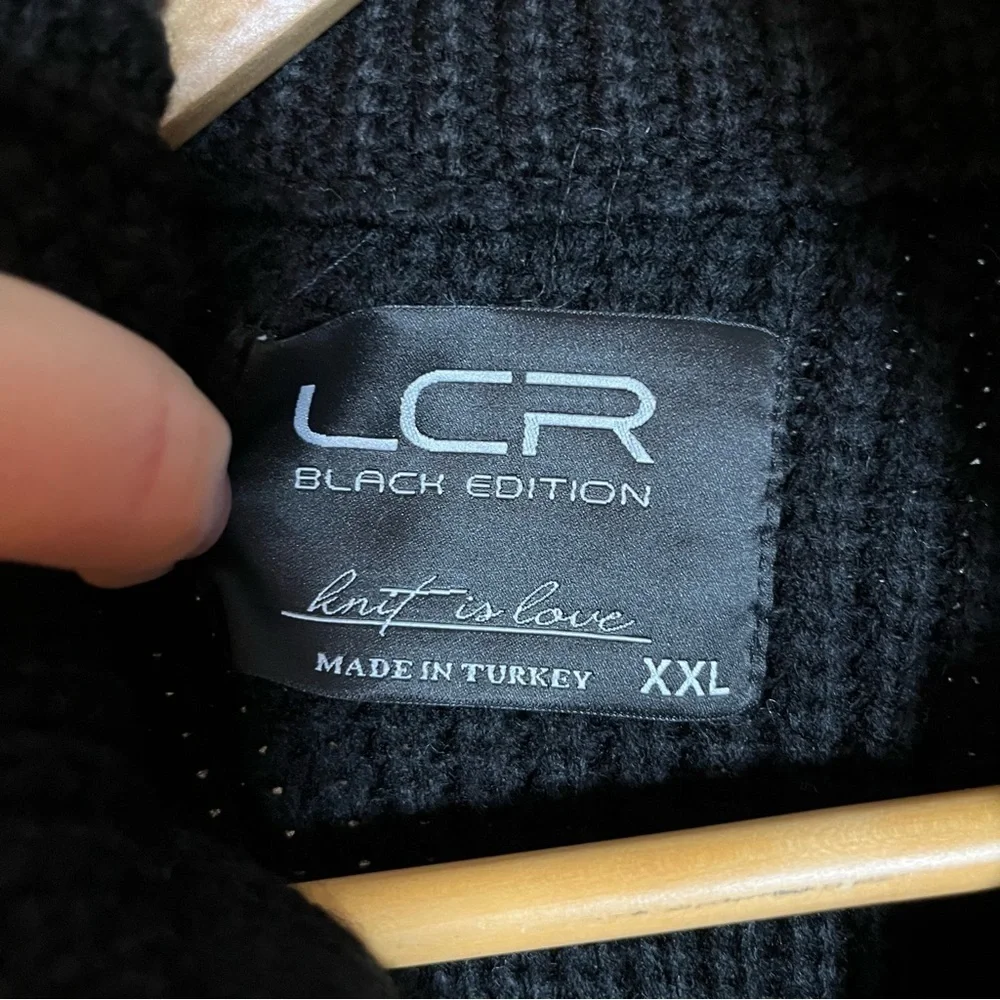 LCR Black Edition Sweater Full Zip Cardigan Black Chunky Knit Men's Size XXL NWT